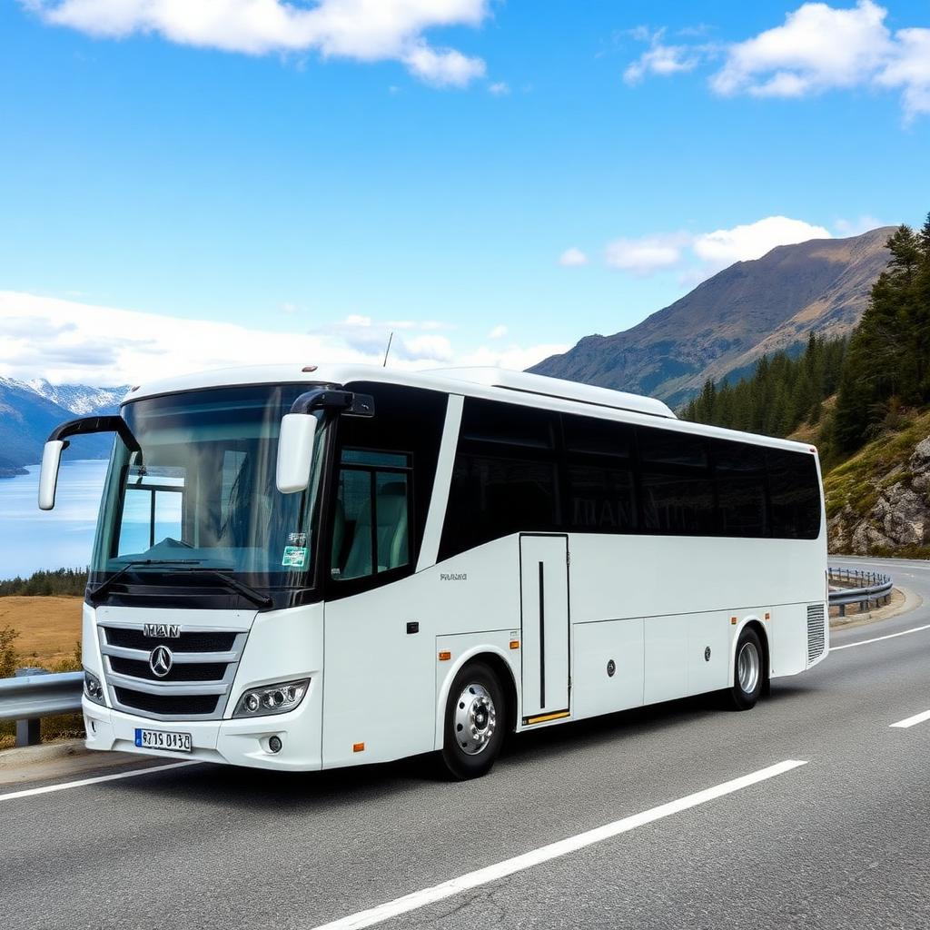 MAN tourist coach on a Queenstown alpine road